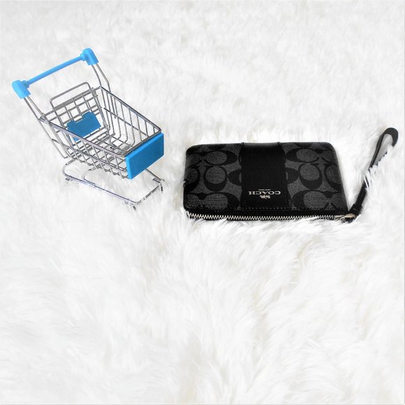 Coach Signature PVC Leather Corner Zip Wristlet - Picture 10 of 12